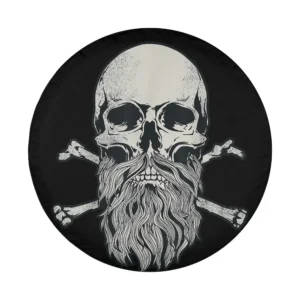 Close-up of bearded skull crossbones pirate beard design for spare tire cover