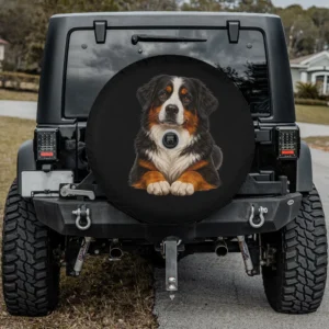Bernese Mountain Dog paws spare tire cover with camera hole for Jeep SUV RV