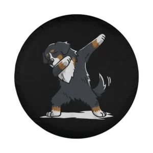 bernese mountain dog dab dance cartoon design for spare tire cover