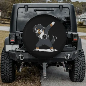 bernese mountain dog dab dance cartoon spare tire cover with camera hole