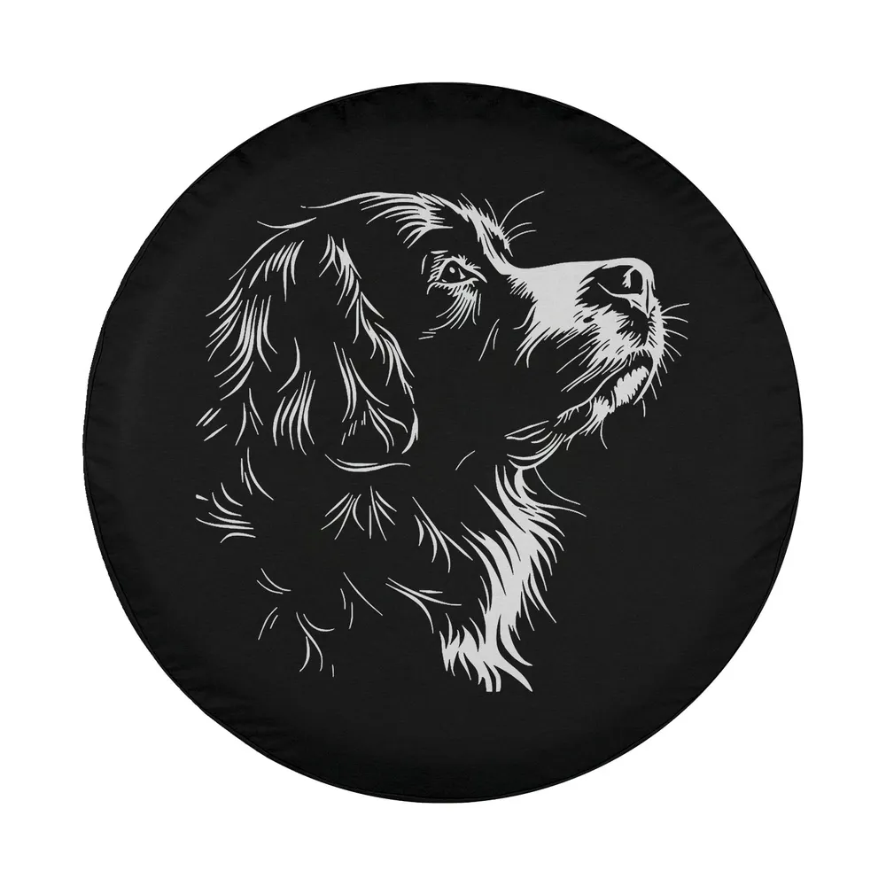 Bernese Mountain Dog face white sketch graphic design for tire cover