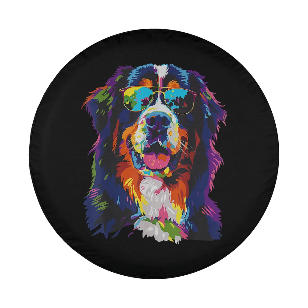 Pop art style Bernese Mountain Dog with sunglasses illustration