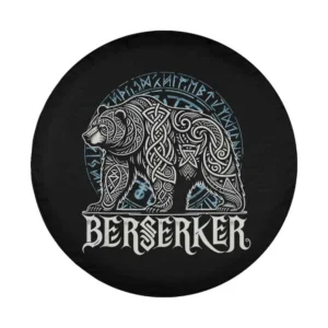 Berserker bear with Odin runes and Nordic compass Viking design for spare tire cover