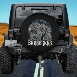 Berserker bear with Odin runes and Nordic compass Viking spare tire cover for Jeep Gladiator