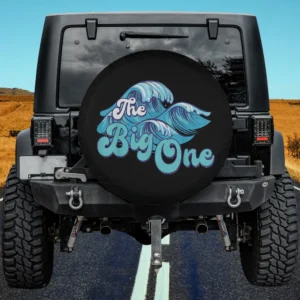 Big ocean wave surf birthday beach family matching spare tire cover with no camera hole for travel trailers and SUVs