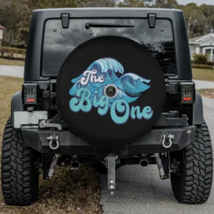 Big ocean wave surf birthday beach family matching spare tire cover with backup camera hole for Jeep, SUV, RV