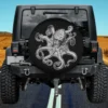 Big octopus wildlife spirit animal spare tire cover no camera hole black background