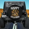 Bigfoot holding beer mug with autumn leaves Halloween spare tire cover no camera hole