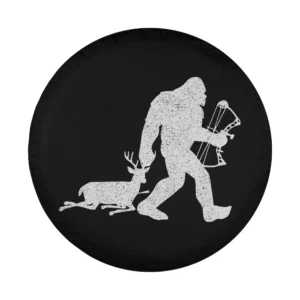 Bigfoot deer bow hunting silhouette graphic for spare tire cover design