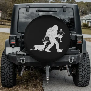 Bigfoot deer bow hunting silhouette spare tire cover with backup camera hole