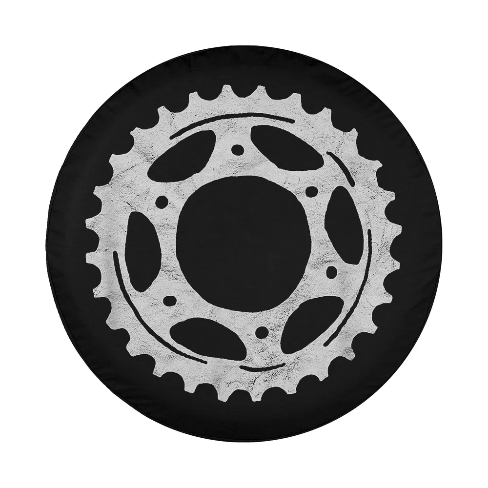 Vintage minimalist bike sprocket gear design for spare tire cover