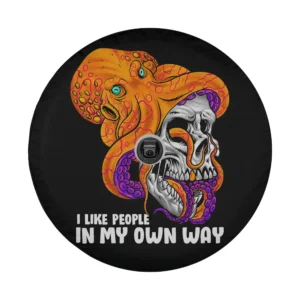 bizarre orange octopus purple skull goth design only tire cover art