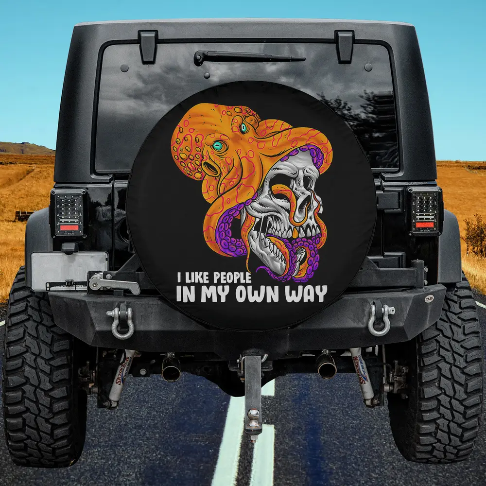 bizarre orange octopus purple skull goth spare tire cover no camera hole