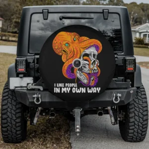 bizarre orange octopus purple skull goth spare tire cover with camera hole