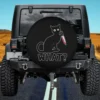 Black cartoon cat holding bloody knife with WHAT text funny halloween spare tire cover no camera hole