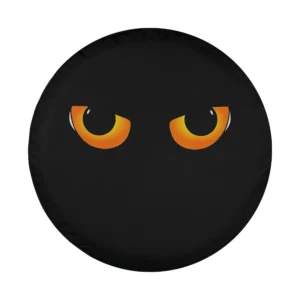 Halloween black cat eyes glowing design for spare tire cover