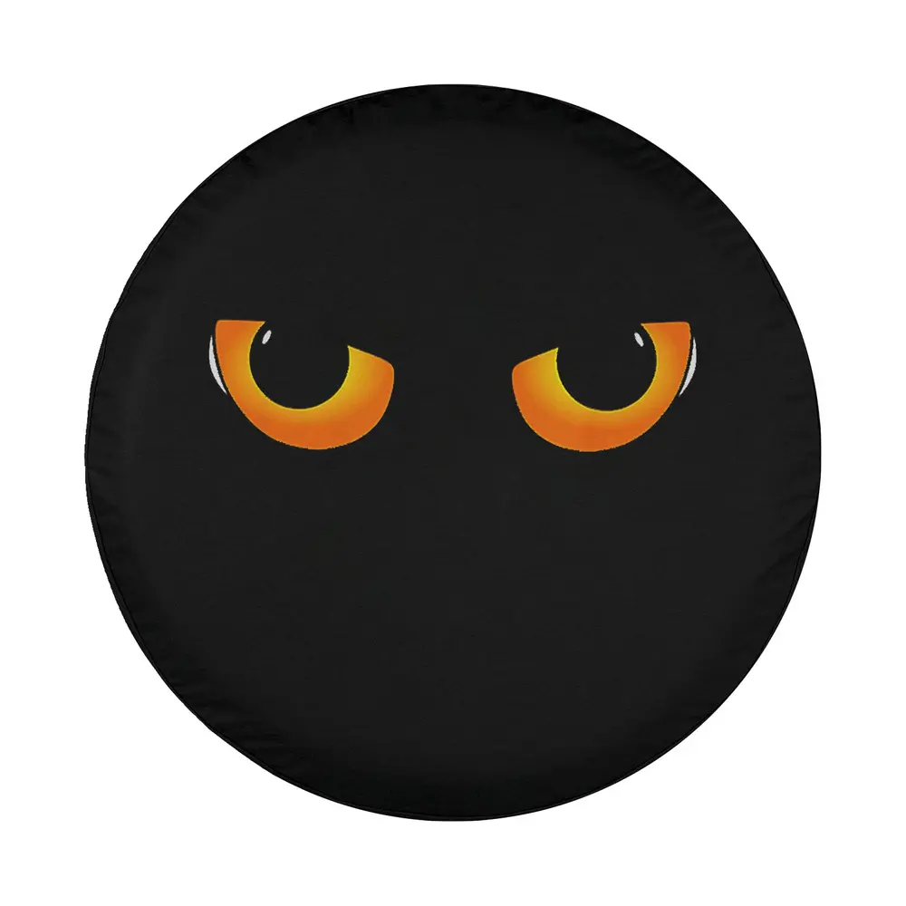 Halloween black cat eyes glowing design for spare tire cover