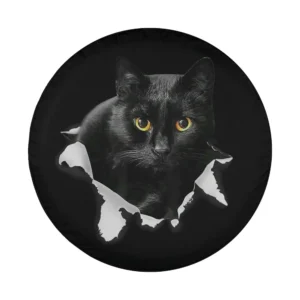 black cat torn cloth effect design for custom spare tire cover