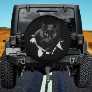 black cat torn cloth effect spare tire cover with no camera hole for Jeep and SUV