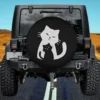 Black cat and white cat silhouette cat spare tire cover with no camera hole for Jeep, SUV, RV