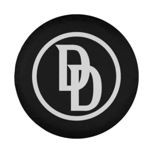 Minimalist black circle DD logo Marvel Daredevil design for spare tire cover