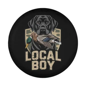 black labrador and mallard duck hunting LOCAL BOY tire cover design art