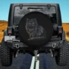Black longhair cat with yellow eyes spare tire cover for Jeep, SUV, RV