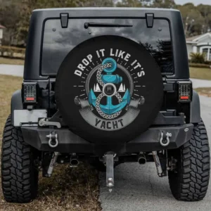 Blue anchor coiled rope funny sailor spare tire cover with camera hole option