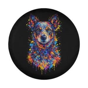 Blue Heeler Australian Cattle Dog colorful splatter portrait design only