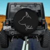 Blue Heeler profile line art dog lover spare tire cover on Jeep, minimalist style