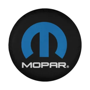 Blue Mopar logo black background spare tire cover design for Ford Bronco Sport