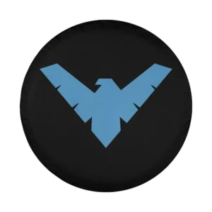 Blue Nightwing bird kids DC Comics spare tire cover design closeup