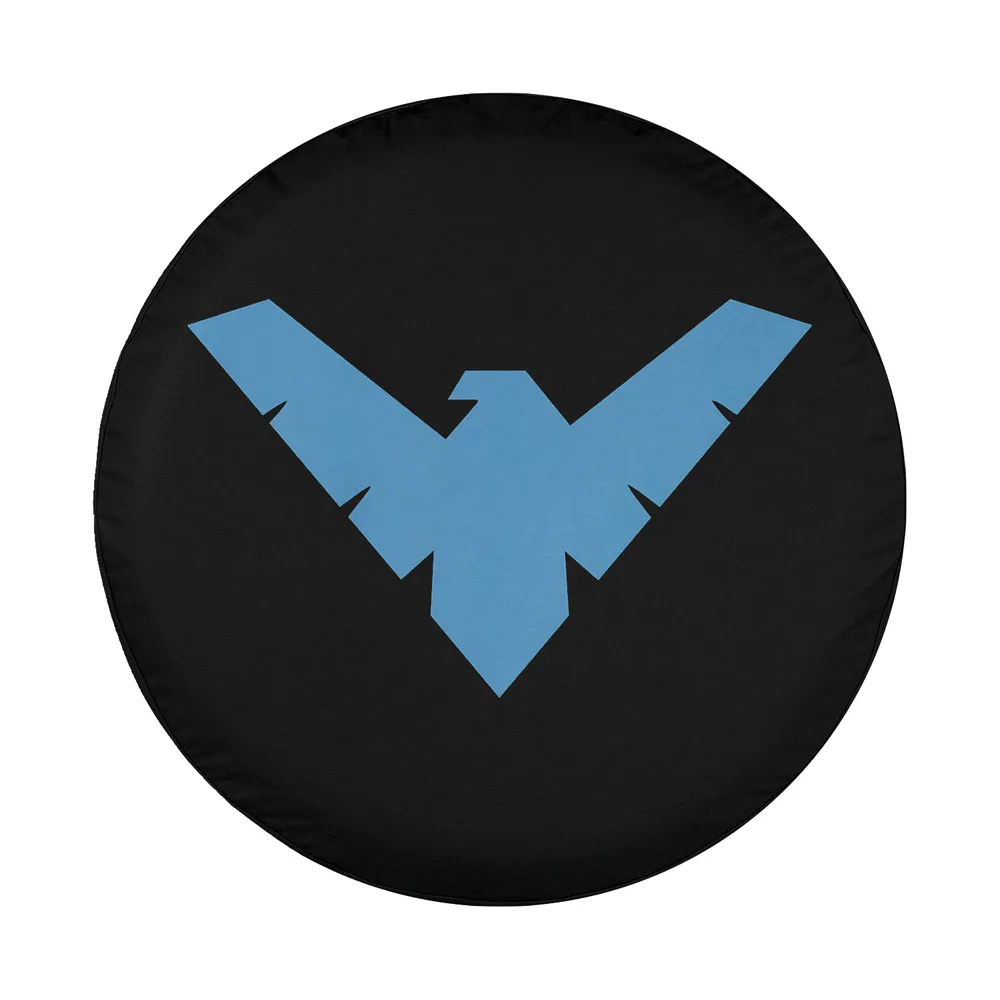 Blue Nightwing bird kids DC Comics spare tire cover design closeup