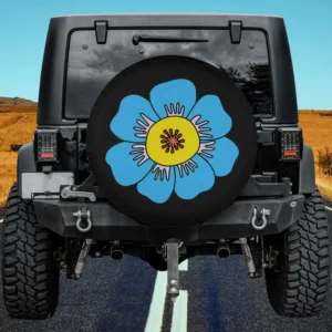 blue petal yellow center simple flower spare tire cover for Honda HRV without camera hole