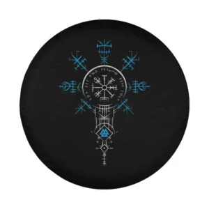 Blue runic Vegvisir compass Valknut Viking design for Jeep Cherokee spare tire cover