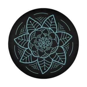 Mandala line art blue six petal flower design for spare tire cover Jeep Gladiator