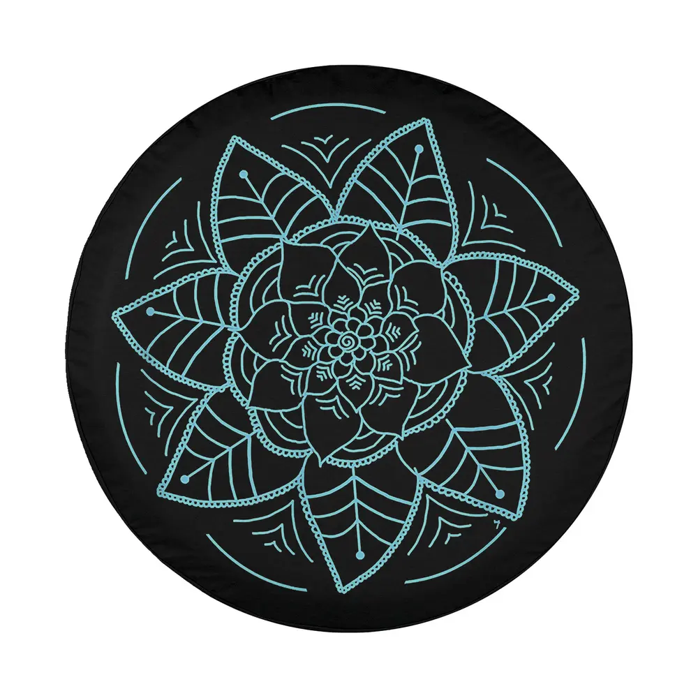 Mandala line art blue six petal flower design for spare tire cover Jeep Gladiator