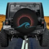 Boho minimalist sun and ocean wave art spare tire cover without camera hole for Jeep Gladiator