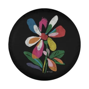 boho pastel floral abstract flower hipster spare tire cover design closeup
