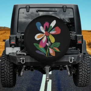 boho pastel floral abstract flower hipster spare tire cover no camera hole for Jeep Gladiator