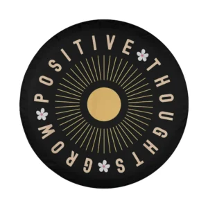 Boho sunburst daisy grow positive thoughts design for spare tire cover closeup