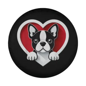 Boston Terrier heart cartoon dog design for spare tire cover art