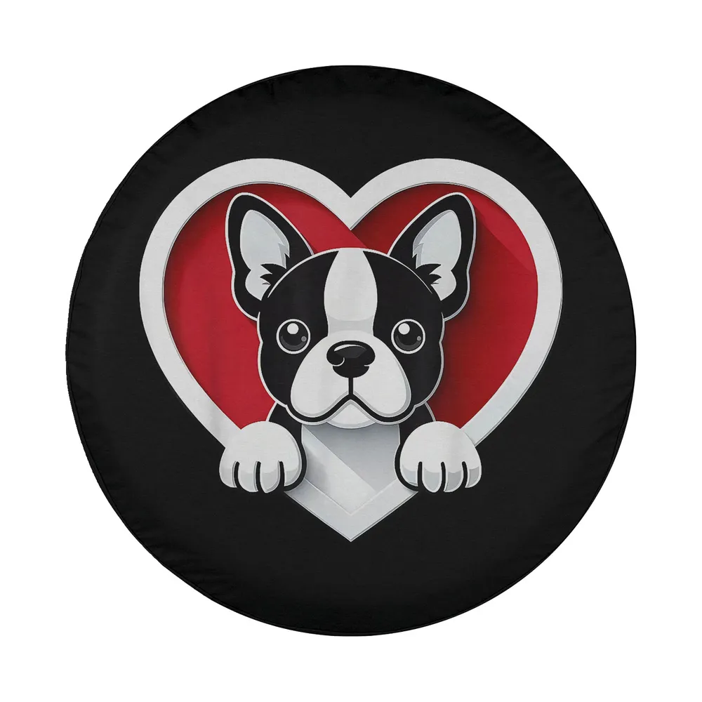 Boston Terrier heart cartoon dog design for spare tire cover art