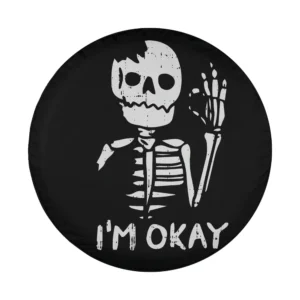 broken skull waving skeleton funny halloween spare tire cover design only