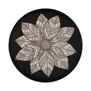 Mandala flower yoga sacred geometry brown white spare tire cover design only