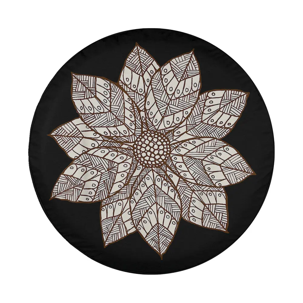 Mandala flower yoga sacred geometry brown white spare tire cover design only