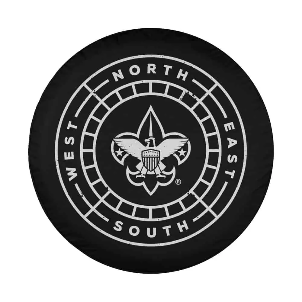 BSA compass emblem and directional design for spare tire cover