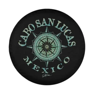 Vintage compass rose and Cabo San Lucas Mexico text spare tire cover design