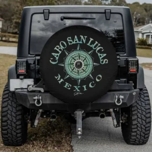 Cabo San Lucas Mexico compass rose spare tire cover with backup camera hole for Jeep and SUV