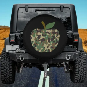 Camo apple first day of school teaching spare tire cover no camera hole for Jeep Cherokee